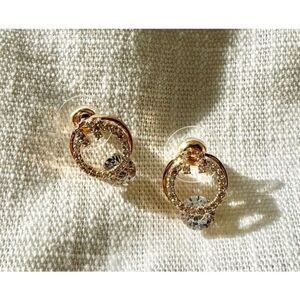 Cubic zirconia gold color stud earrings ￼
